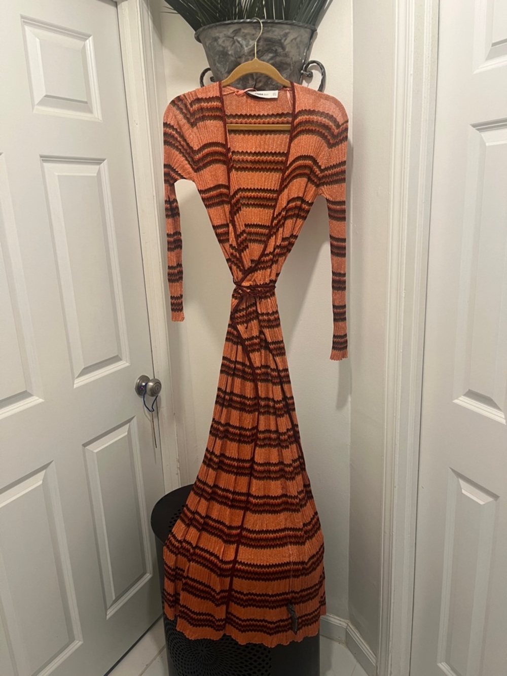 Zara Orange and Black Long Sleeve Dress/Long Cardigan